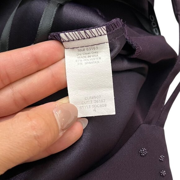 Vintage Beaded Mini Sheath Dress Purple Size 4 90s Gothic Vampire Dark Romantic - Picture 6 of 8